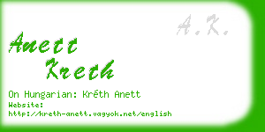 anett kreth business card